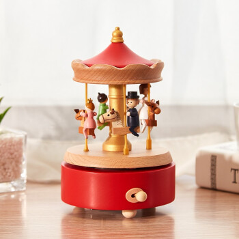 初心八音盒木质旋转木马音乐盒毕业礼物生日礼物送女生升降木马(人物篇)-天空之城	